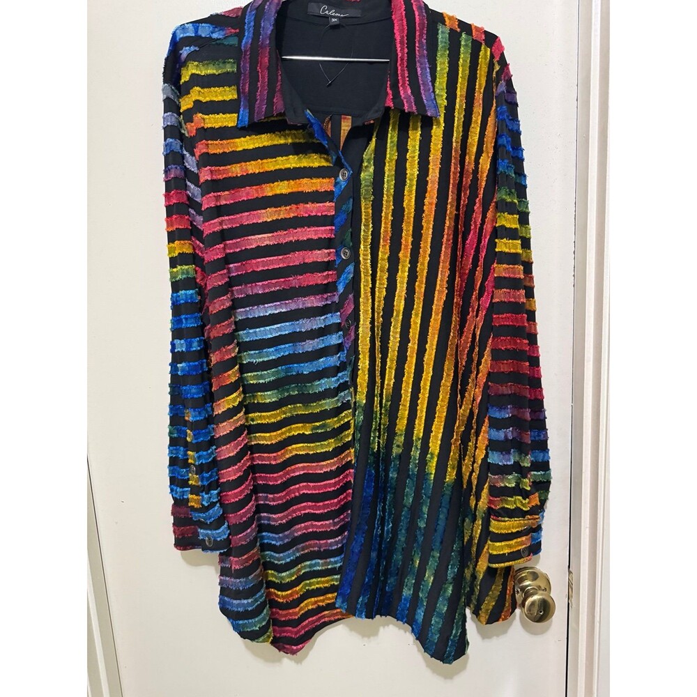 CALESAS TEXTURED VELVET MULTI COLOR JACKET/BLOUSE nwot size 3x